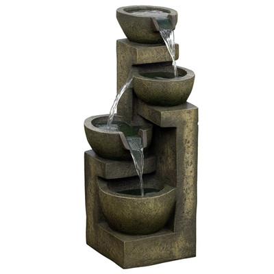 Gartenbrunnen, Springbrunnen mit Einstellbarer Strömung, 4 Stufen Zierbrunnen
