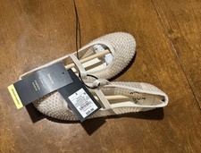 art class Girls Rhinestone Ballet Flats Hook Loop Flexible Beige Size 2