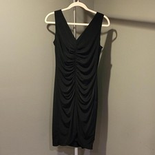 Calvin Klein Black Ruched Dress Cocktail LBD, Women's Size 6, Black