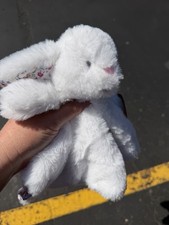 Kellytoy K LUXE Baby Security Blanket Lovey Bunny Gray Rattle Floral Flowers NWT