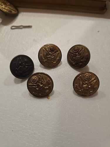 WW2 U.S. Army Button Lot of 5 Overcoat Size