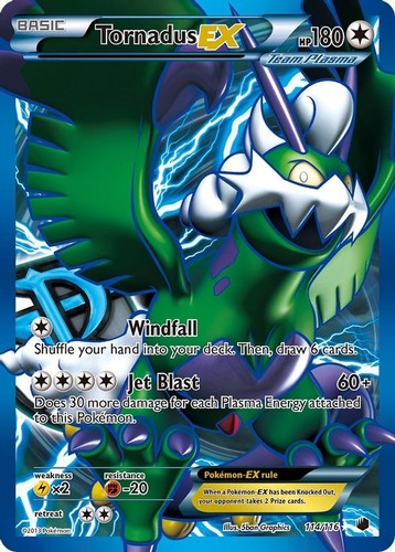 Tornadus EX - 114/116 - Pokemon Plasma Freeze Black White Full Art Rare Card LP