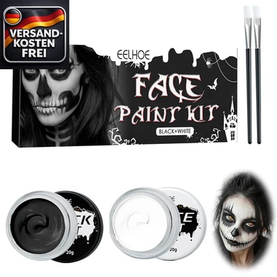 SUPRROW Halloween Schminke Schwarz Weiß Set Face Paint Fasching SFX Makeup Theater Bühne