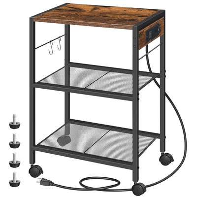 Industrial Printer Stand, 3-Tier Mobile Printer Table, Rolling Cart with Powe...