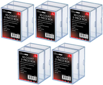 10 ULTRA PRO 50 COUNT 2-PIECE CARD STORAGE BOXES Clear Cases Sports Slider