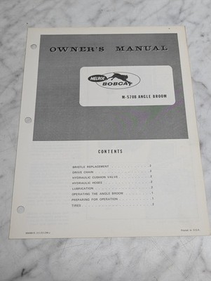 MELROE BOBCAT M-570B ANGLE BROOM 6545619 OWNERS OPERATORS GUIDE sheets