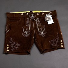 Sch neberger Trachten Couture Mens Brown Suede Lederhosen Shorts Latz NWT