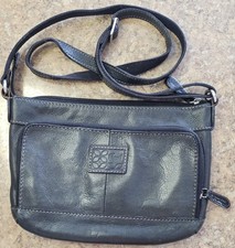 Vintage Fossil Black Leather Small Crossbody Shoulder Purse Bag Adjustable Strap