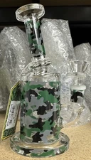 Camo Themed Clover Glass Branded Water Pipe FREE SHIPPING