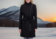 Halston Womens Tan Belted Trench Coat Sz Small NWT Warm Water Resistant Trending