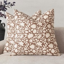 Foindtower Set of 2 Decorative Floral Pillow Covers Light Orange Brown 20X20