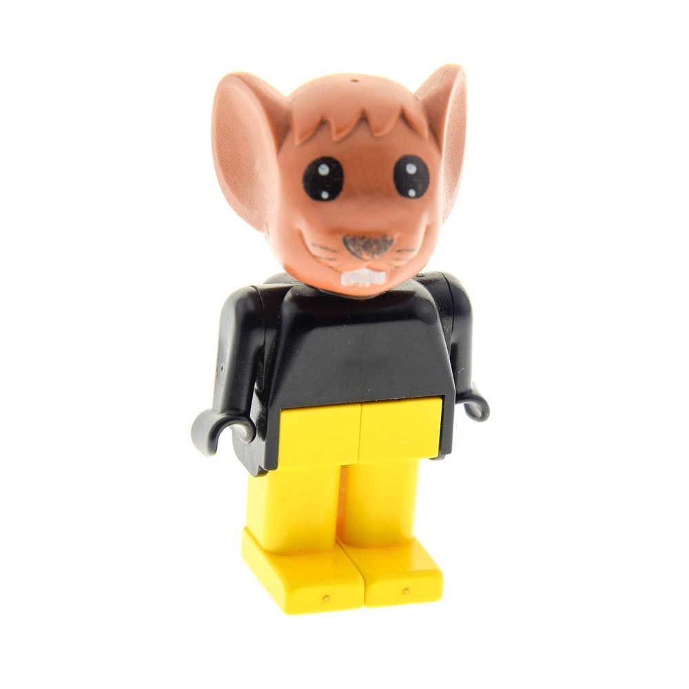 1X Lego Fabuland Figure Animal Mouse Brown Moe Mouse Black Yellow 328 121 FAB9D