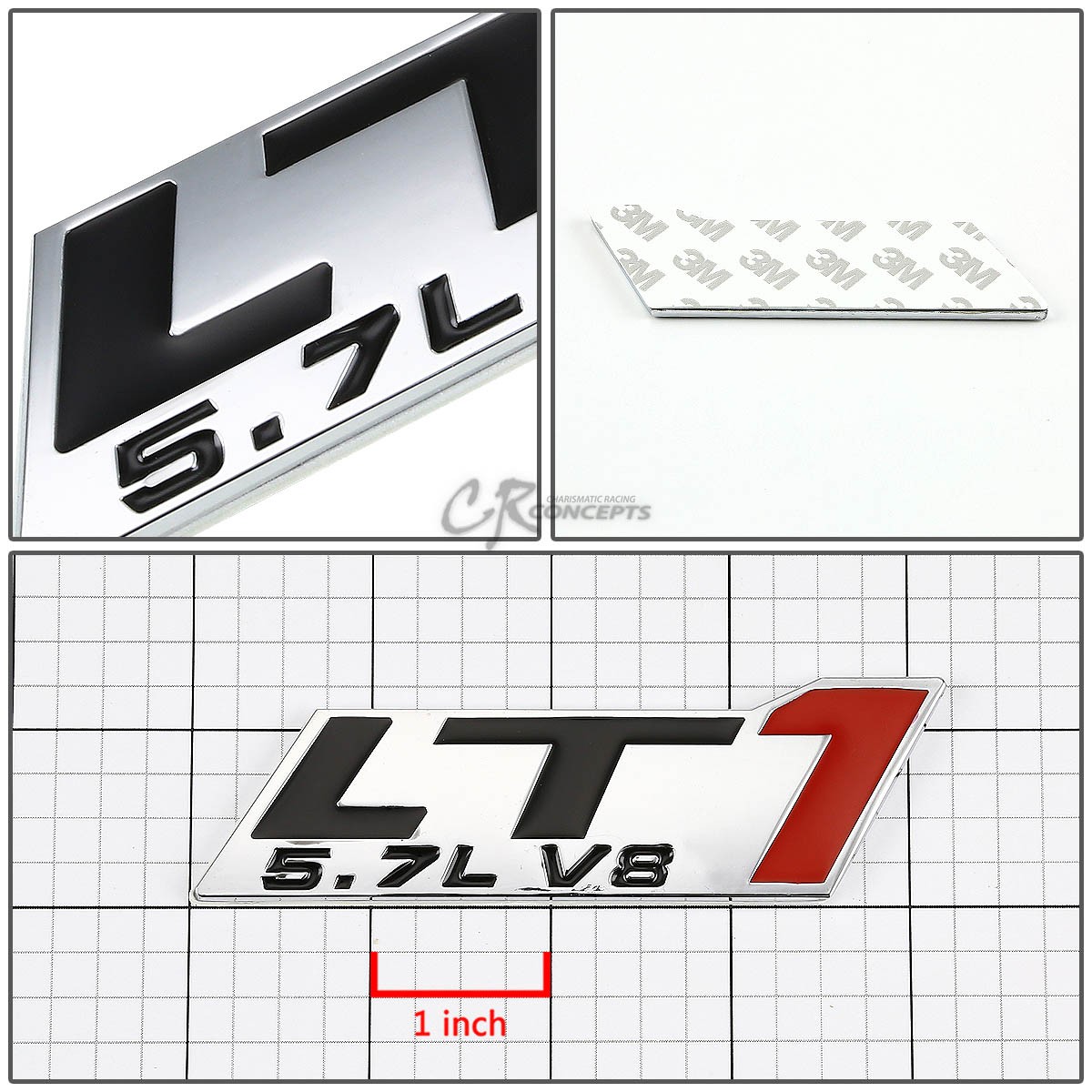 2 GM CHEVY CHEVROLET LT1 5.7L V8 ENGINE EMBLEMS BADGE CHROME SILVER RED PAIR eBa 2 GM CHEVY CHEVROLET LT1 5.7L V8 ENGINE EMBLEMS BADGE CHROME SILVER RED PAIR eBa