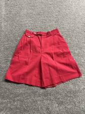 Vintage 80s 90s Gokeys Womens Heavy Cotton Red Pleated Shorts Size 12 Minnesota