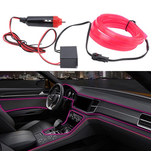 ˘Pink 3Meters Car Lighting Auto LED Strip Cigar Lighter Driving Wire Tube Neon - Picture 7 of 12