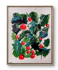 Original Art Holiday Green 14x11 Contemporary Expressionist Christmas Painting