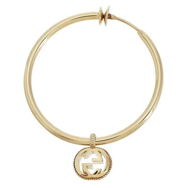 Boucles d'oreilles à cerceau unique authentique Gucci accessoires couleur or jaune 