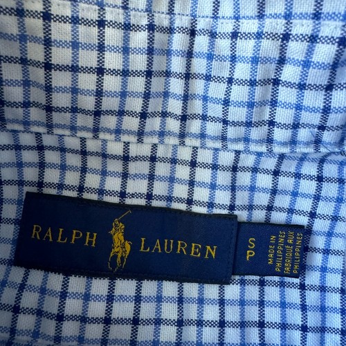 NUEVA Camisa Ralph Lauren Para Hombres Pequeña Azul Blanco Guinga Manga Larga Informal Exterior - Imagen 4 de 10