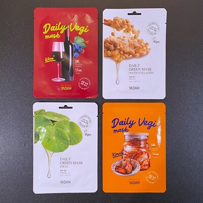 YADAH Daily Green & Vegi Facial Sheet Masks Set Of 4 US Seller Korean Skincare