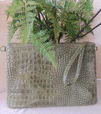 Borsa borsello pochette marsupio verde salvia donna ragazza VERA PELLE PROMO