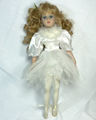 Vintage Porcelain Ballerina 18  Soft Curly Long Blond Hair Blue Eyes Fair Skin