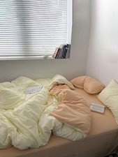 Light Pink  Yellow Pastel Cotton Duvet Cover, Dual color Cotton Bedding Cover
