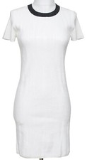 MICHAEL MICHAEL KORS White Short Sleeve Dress Sequin Black Crew Neck Clothing XS