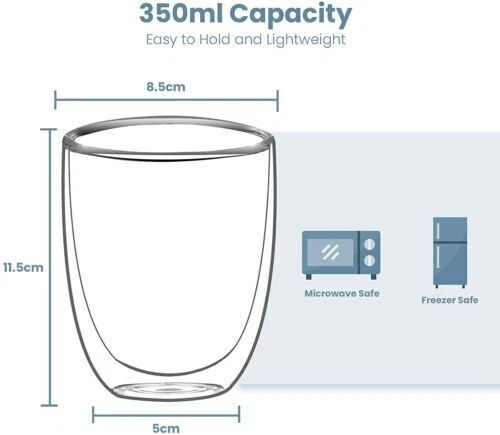 6X DOPPELWANDIGE THERMO GLÄSER 250,350,450ML LATTE MACCHIATO COCKTAIL KAFFEE TEE - Bild 16 von 17