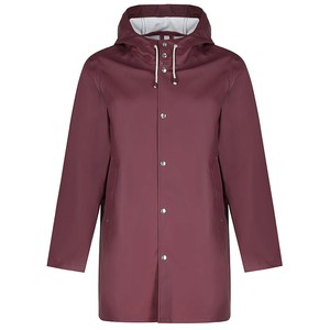 burgundy raincoat