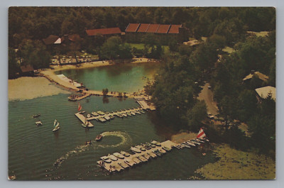 Postcard Pennsylvania Lake Harmony Split Rock Lodge Campgrounds Aerial View I586
