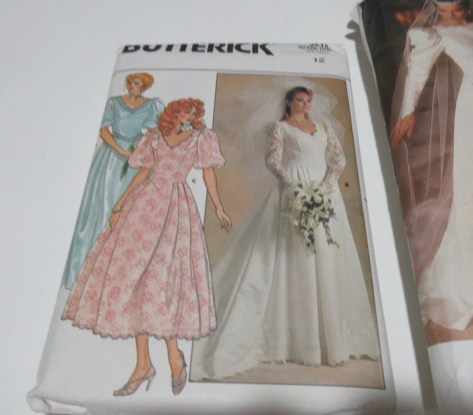 1980s Sz 12 14 BRIDAL GOWN Pattern Butterick 4765 3615 Vogue 1679 Long Dress Lot - Image 2 of 4