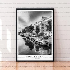 Amsterdam Poster Print Unframed Amsterdam Black And White Wall Art Netherlands