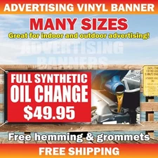 FULL SYNTHETIC OIL CHANGE Advertising Banner Vinyl Sign Tune Ups Brakes auto car