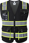 Reflective Safety Vests High Visibility Vest w Pockets Mesh Ansi/Isea Osha Large