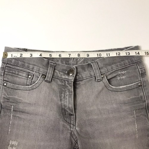 Foxy Capri 3/4 Jeans Womens W28 L23 Grey Wash Distressed Low Rise Y2K - Picture 14 of 21