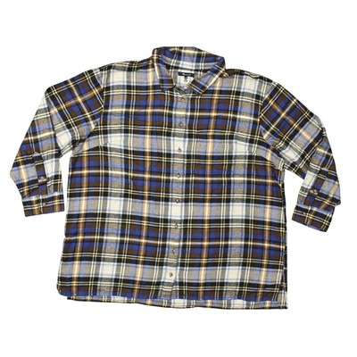 NEW Madewell Brown Plaid Flannel Button-Up Top 2X Plus Long Sleeve