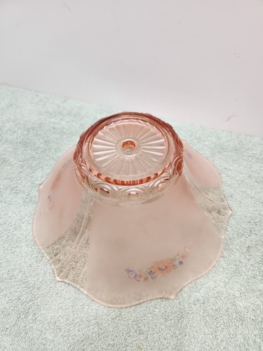 Lancaster Pink Frosted Glass Flower Basket Shade For a Moe Bridges Fixture 1934 - Picture 3 of 9