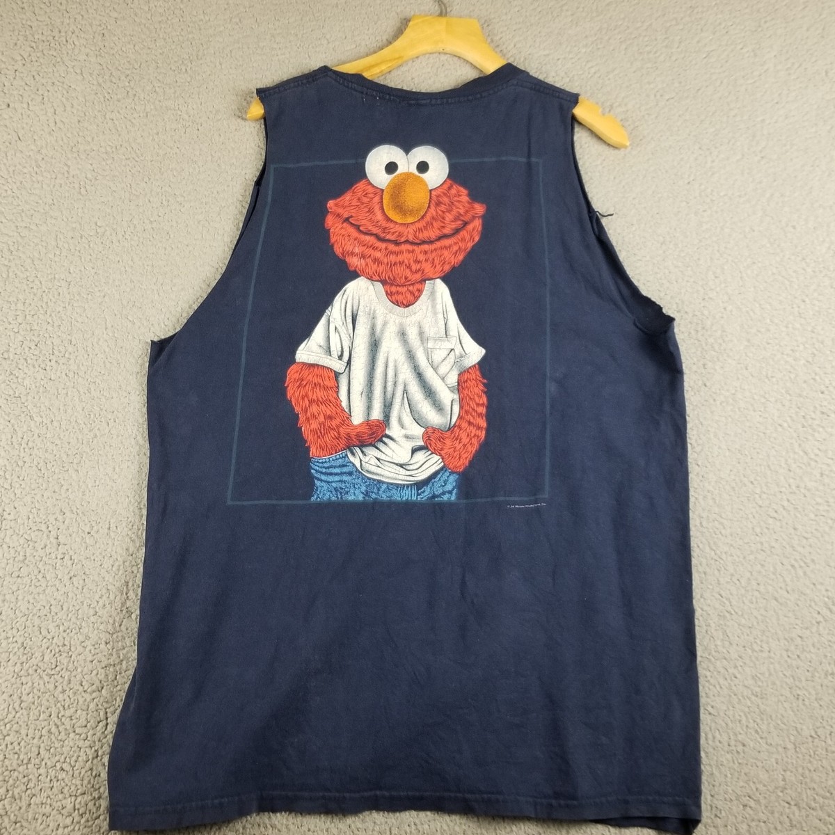 Vintage CHANGES Elmo Sesame Street Big Face Tank Shirt 90s L 