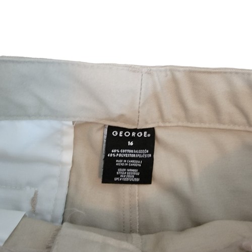 George School Uniforms Girls Pants Size 16 Khaki Flat-Front Adjustable Waist NEW - Picture 3 of 4