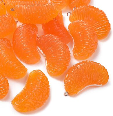 10pcs Resin Orange Slice Charms Kawaii Tangerine Fruit Charms Jewelry Making