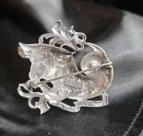 Vintage 925 Sterling Silver Guglielmo Cini Taurus Pin Brooch - Picture 4 of 8