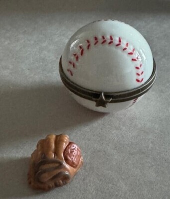 Baseball hinge box w/ Glove trinket - Retired PHB by Midwest of Cannon Falls