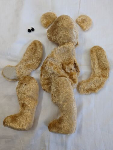 Partly made jointed teddy bear, approx 28cm.  Golden colour, includes eyes. - Imagen 1 de 4