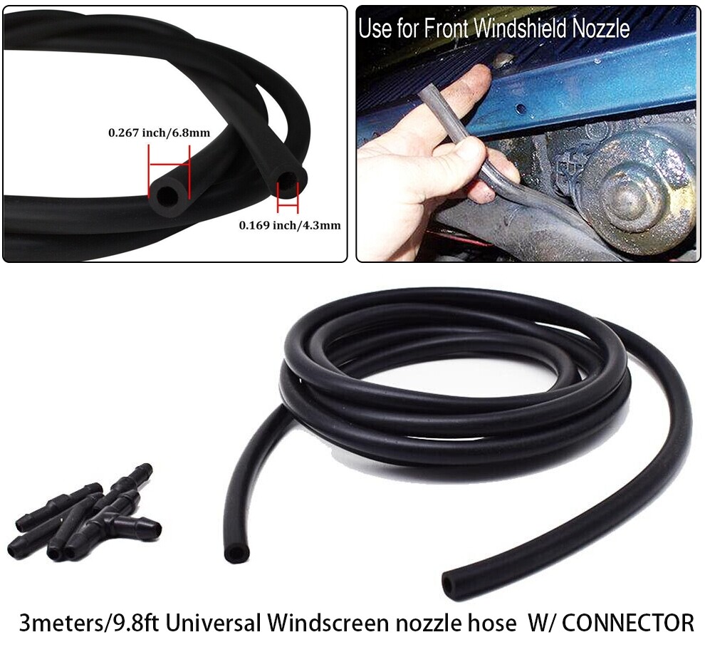 Universal Car Windshield Wiper Washer Nozzle Spray Jet Kit with Hose