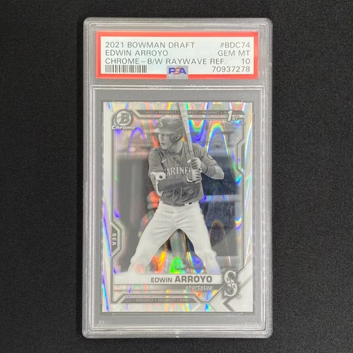 2021 Bowman Draft Edwin Arroyo 1st Chrome RayWave B&W Refractor PSA 10 Reds SP
