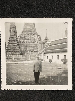 Bangkok Thailand Grand Palace 1957 Man Antique Snapshot Photo