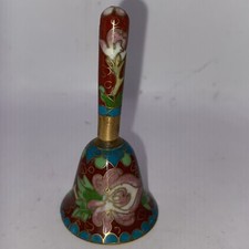 Cloisonne Miniature Bell 3  Floral Maroon Blu...