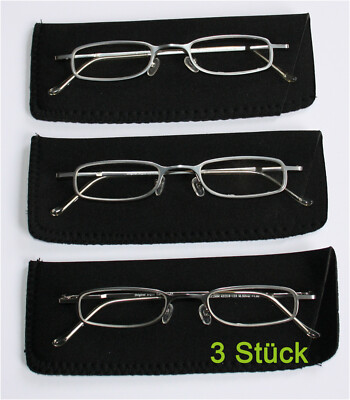 3 x Lesebrille für Damen und Herren silberfarben inkl. Etui NEU B-Ware