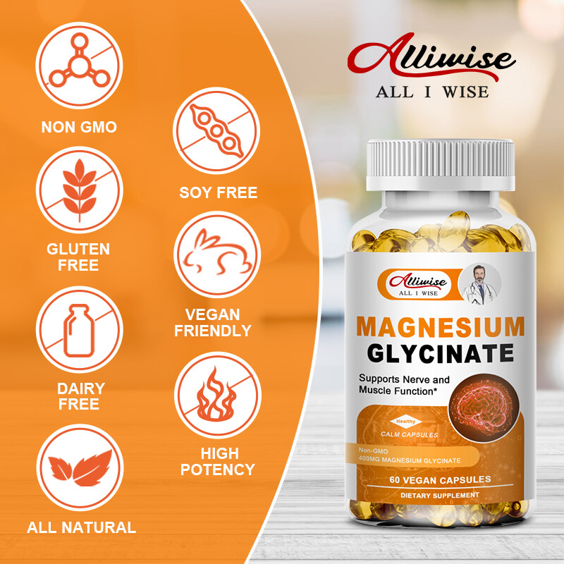 Magnesium Glycinate Capsules 400mg Relieves Stress & Reduce Anxiety