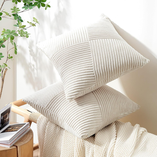 Cream White Decorative Neutral Throw Pillow Covers 18X18 Inch for Couch Sofa Bed - Picture 3 of 12